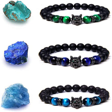 Lataa kuva Galleria-katseluun, Men's Wolf Head Tiger's Eye Bracelet