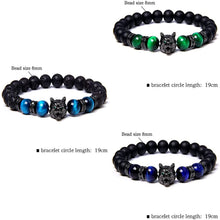 Lataa kuva Galleria-katseluun, Men's Wolf Head Tiger's Eye Bracelet
