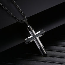 Load image into Gallery viewer, Men's Simple Stainless Steel Double Color Cross Necklace
