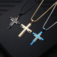 Load image into Gallery viewer, Men's Simple Stainless Steel Double Color Cross Necklace