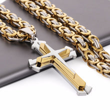 Cargar imagen en el visor de la galería, 3 Layers Stainless Steel Cross Pendant Necklace