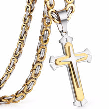 Cargar imagen en el visor de la galería, 3 Layers Stainless Steel Cross Pendant Necklace