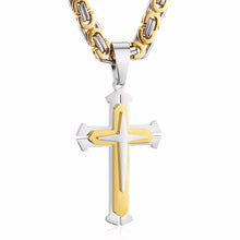 Cargar imagen en el visor de la galería, 3 Layers Stainless Steel Cross Pendant Necklace