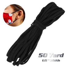 Lataa kuva Galleria-katseluun, (50 yards) 5mm Black Flat Elastic Mask Strap String