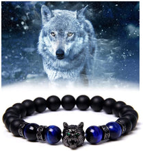 Lataa kuva Galleria-katseluun, Men's Wolf Head Tiger's Eye Bracelet