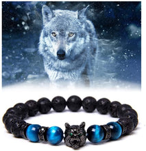 Lataa kuva Galleria-katseluun, Men's Wolf Head Tiger's Eye Bracelet