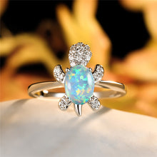 Cargar imagen en el visor de la galería, Cute Tortoise Crystal Zircon Ring For Women And Girls