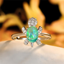 Cargar imagen en el visor de la galería, Cute Tortoise Crystal Zircon Ring For Women And Girls