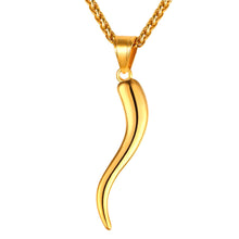 Chargez l'image dans la visionneuse de la galerie, Stainless Steel Cornicello Italian Horn Amulet Pendant Necklace