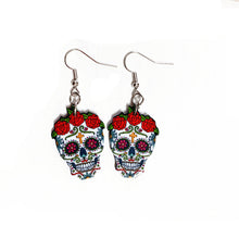Cargar imagen en el visor de la galería, Halloween Acrylic Skull Pendant Earrings
