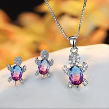 Lataa kuva Galleria-katseluun, 【Free Shipping】Cute Tortoise Crystal Zircon Necklace And Earrings For Women And Girls