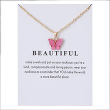 Laden Sie das Bild in den Galerie-Viewer. Women's Acrylic Color Butterfly Pendant Necklace