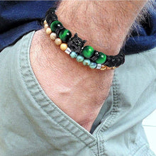 Lataa kuva Galleria-katseluun, Men's Wolf Head Tiger's Eye Bracelet